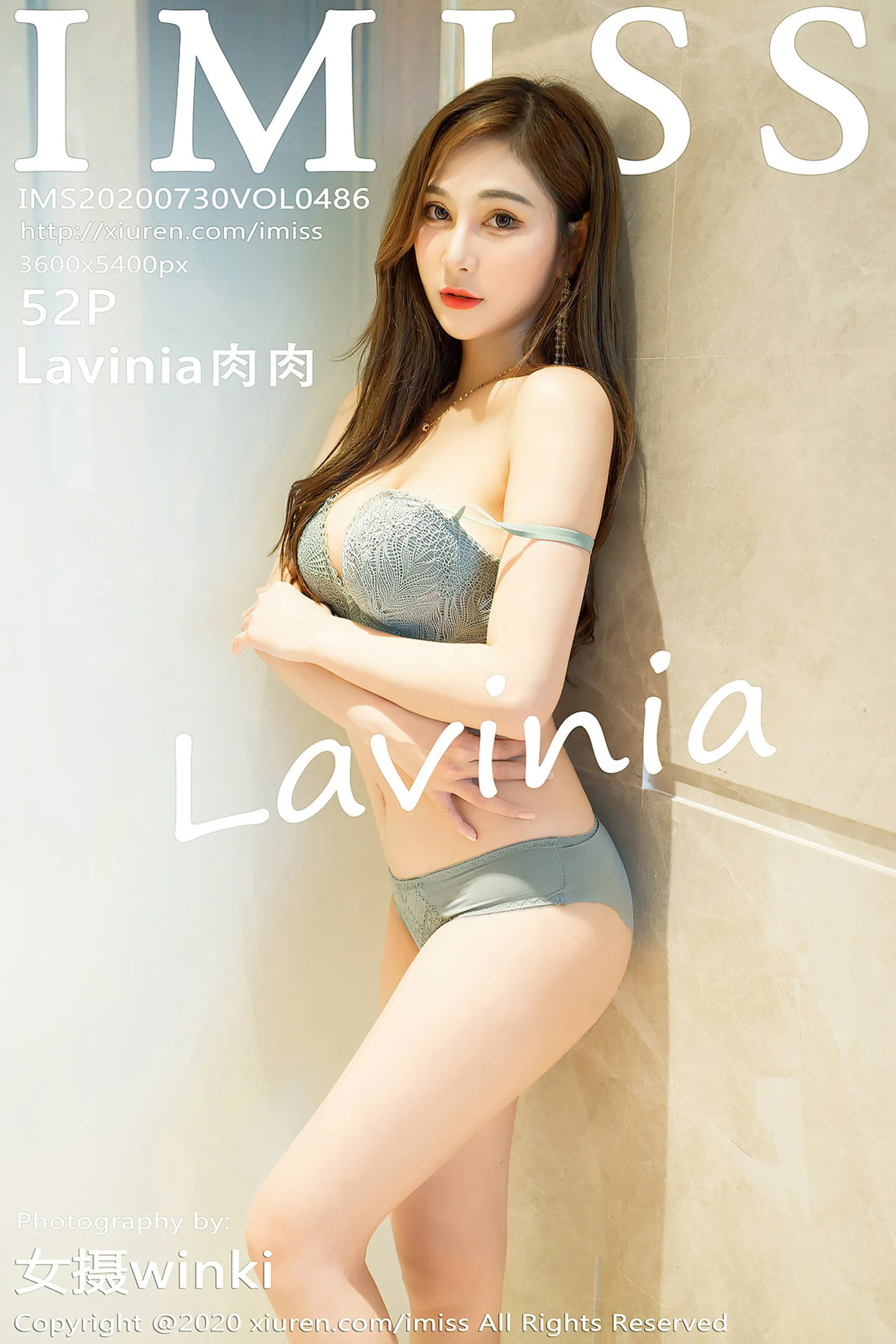 [IMISS爱蜜社]Vol.486 女神Lavinia肉私房脱低胸吊裙露性感内衣秀完美身材诱惑写真52P-秀人网官方网站